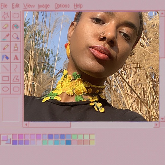 Floral Choker 90s Yellow Flower Cutout Choker - Picture 7 of 9